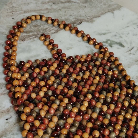 Vintage Brown and Tan Beaded Shoulder Bag - Picture 11 of 17